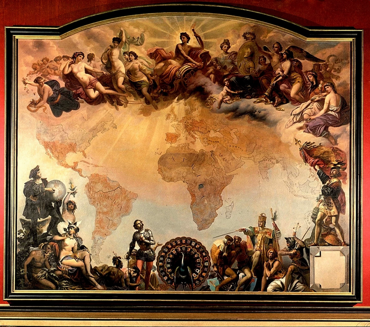 Peter Johann Nepomuk Geiger - Allegoria dei domini di Carlo V d'Asburgo, 1868, Sala del trono al Castello di Miramare, Trieste